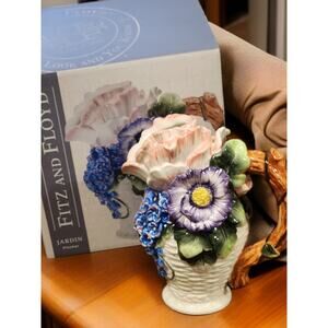 Fitz and Floyd Pitcher Jardin Collection Bouquet of Flowers NIB Never Used 2025